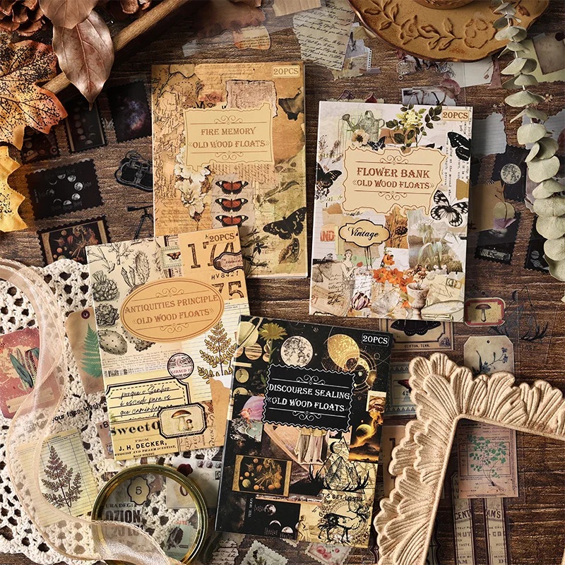Vintage Collectible Books - 20 Folhas de Adesivos Vintage Recortados,