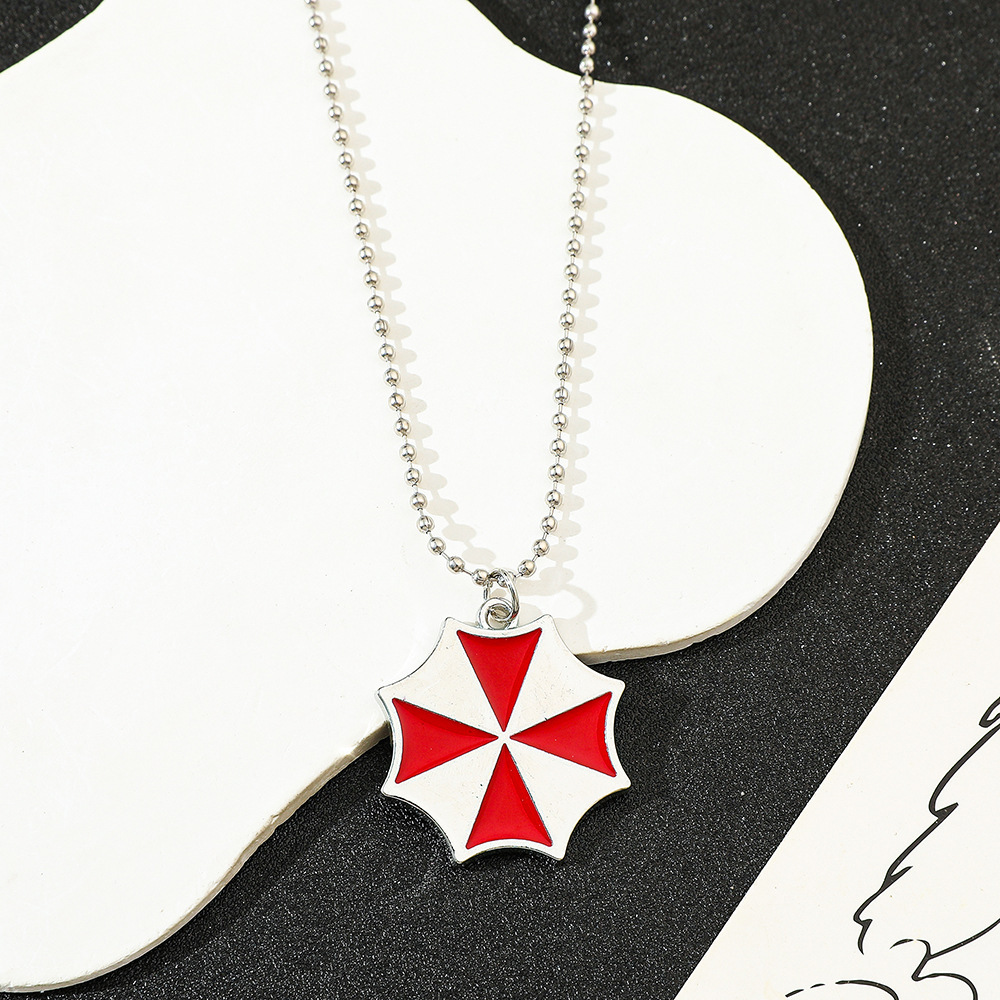 Vintage Collectible Item - Colar com Pingente de Guarda-Chuva Vermelho