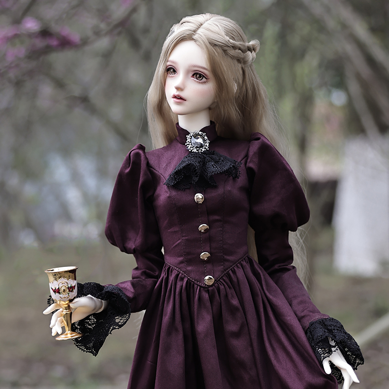Vintage Collectible Dolls - Elina-Vintage Aristocratic Purple Dress Resin Art