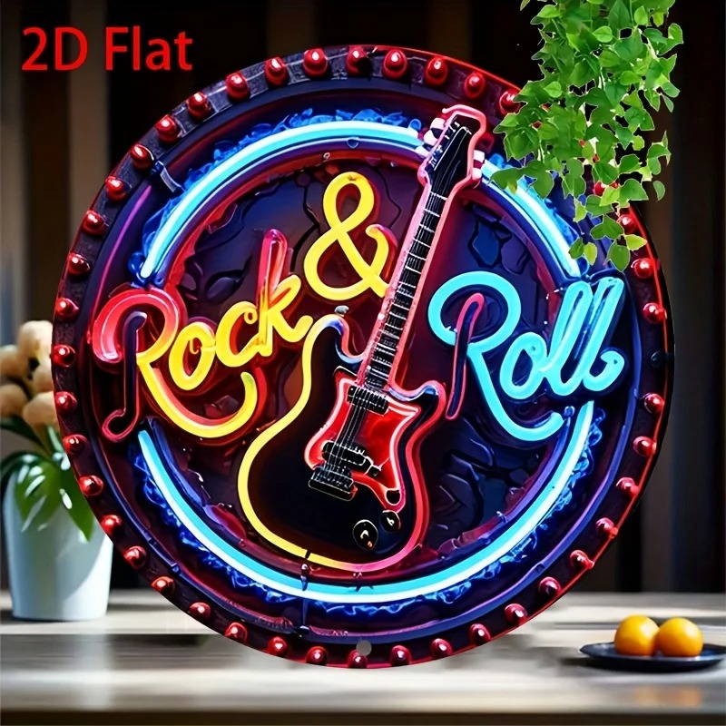 Vintage Collectible Plates - Placa de Neon Vintage Rock, Decoração