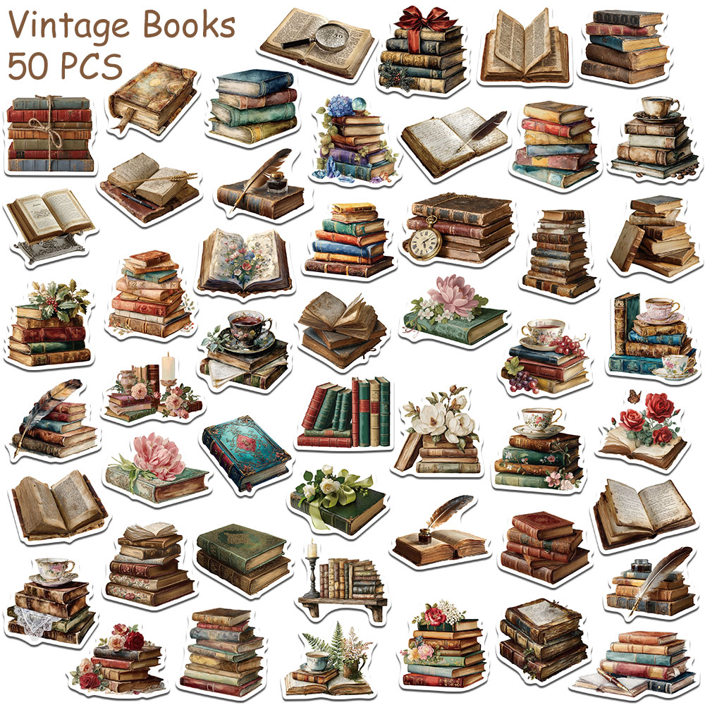 50 Adesivos Vintage de Livros  - Vintage Collectible Books avaliação e preço